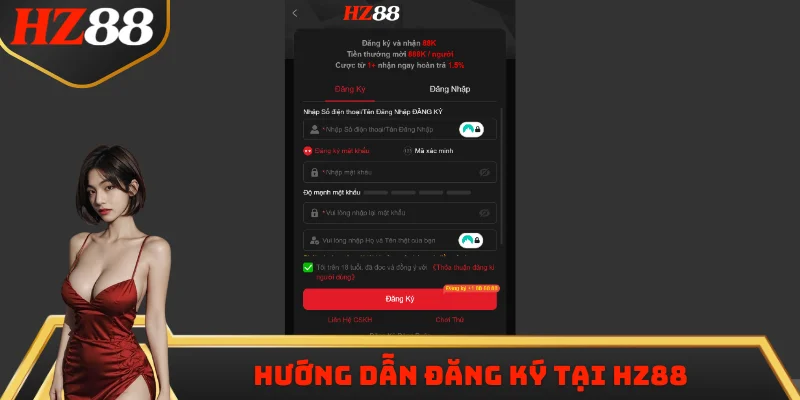 Hướng dẫn đăng ký tại HZ88 nhanh chóng